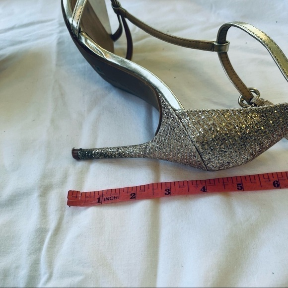 CHINESE Laundry High Heels Gold Strap Sparkle Back and Heel - Picture 7 of 9